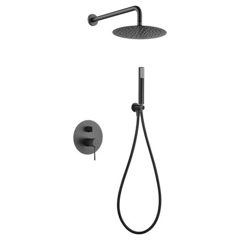 Ensemble De Douche Encastr Noir Mat Avec T Te De Douche Fixation