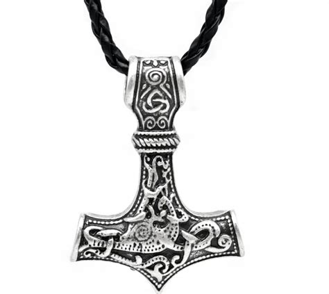 Collar Con Colgante De Mjolnir Martillo De Thor Vikingo Grande De