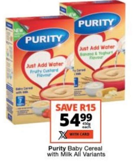 Purity Baby Cereal With Milk All Variants Offer At Checkers