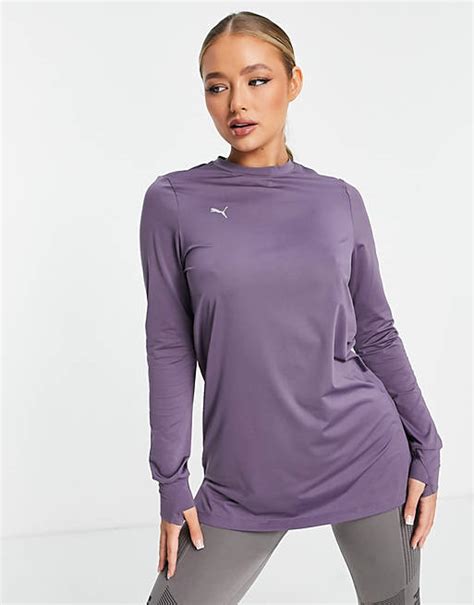 Puma Training Modest Activewear Long Sleeve Top In Purple Asos