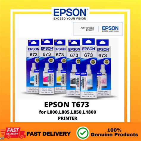 EPSON ORIGINAL T673 REFILL INK SERIES L800 L805 L850 L1800 Shopee