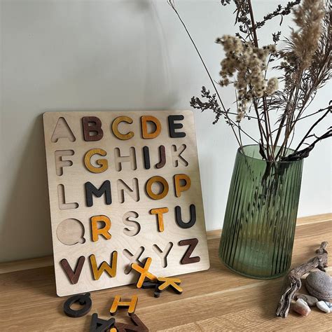 Wooden Alphabet Puzzle Natural ABC Puzzle Education Puzzle - Etsy