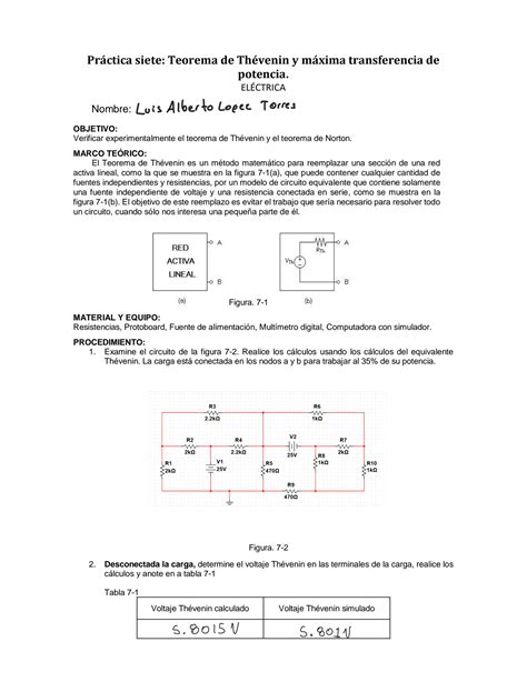 Solution Practica Siete Teorema De Th Venin Y M Xima Transferencia De