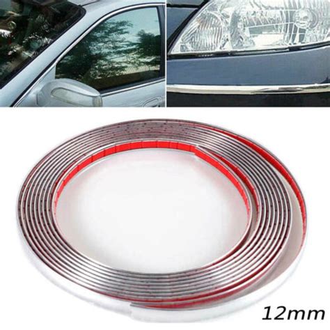 15m12mm Chrome Car Door Edge Styling Moulding Trim Strip Self Adhesive Tape New Ebay