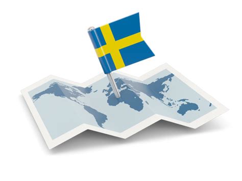 Flag pin with map. Illustration of flag of Sweden