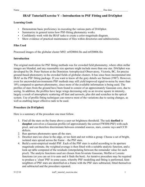 Iraf Daophot Batch Photometry Steps Batc Home Page