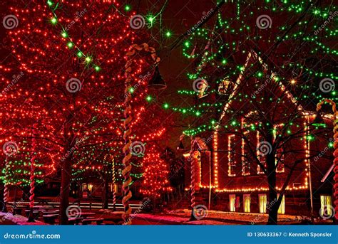 Ohio Village Christmas Lights Stock Image - Image of season, pole ...