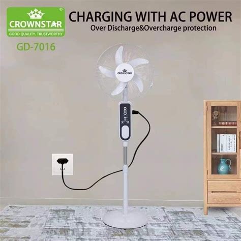 Onhand Inch Ac Dc Dual Power Rechargeable Solar Stand Fan With Led