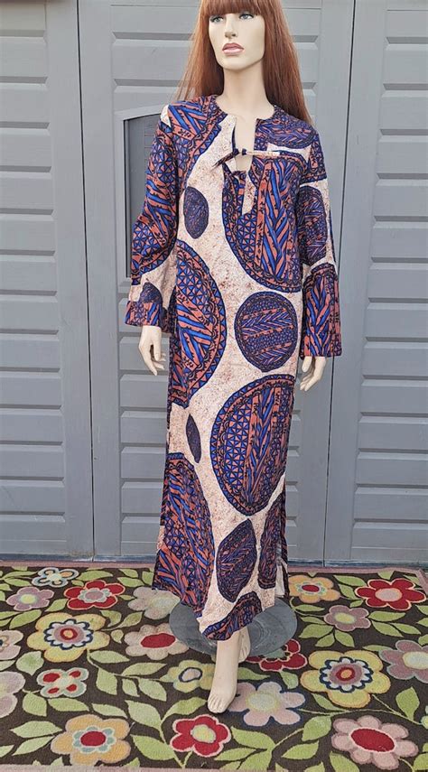 Vintage Maxi Caftan Batik Dress Boho Gem