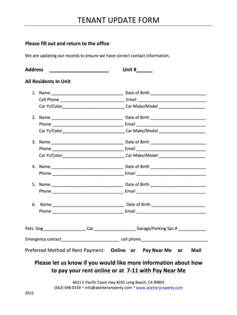 Tenancy Update 2015 2024 Form Fill Out And Sign Printable Pdf