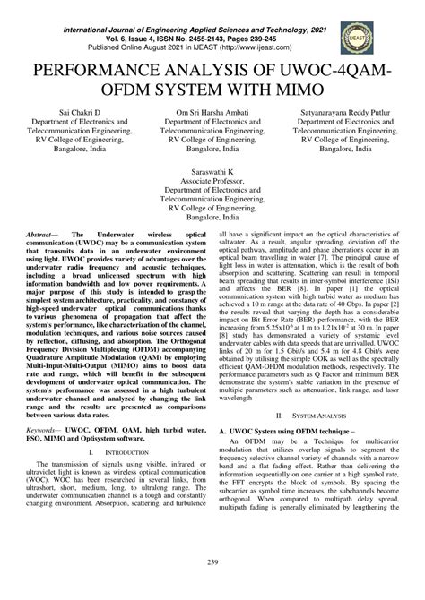 Pdf Performance Analysis Of Uwoc Qamofdm System With Mimo