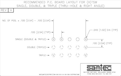 TSW Through Hole Footprint Datasheet By Samtec Inc Digi Key Electronics