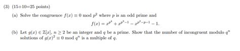 Solved Points A Solve The Congruence Chegg