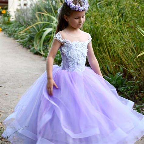 Purple Flower Girl Dress Princess Special Occasion Birthday Etsy