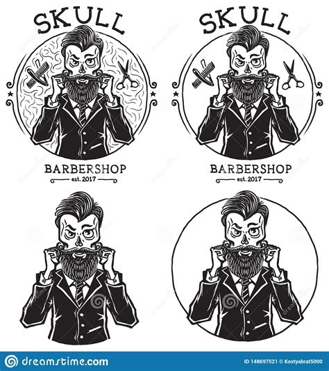 Logotipo De La Barber a Del Cr neo Stock de ilustración Ilustración