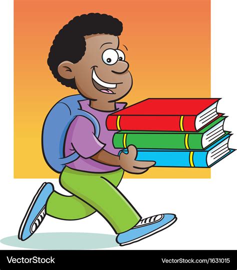 Cartoon Boy Carrying Books Royalty Free Vector Image