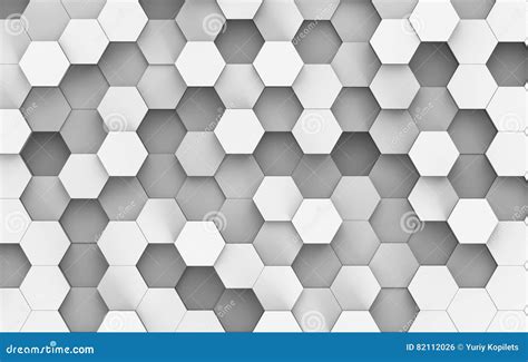 White And Grey Hexagon Background Texture 3d Render Stock Illustration