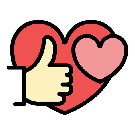 Thumb Up Heart Icon Color Outline Vector 15140812 Vector Art At Vecteezy