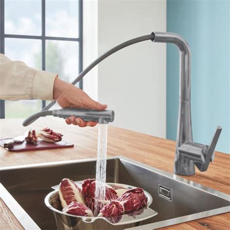 Grohe Zedra Kitchen Mixer Tap Pull Out Spout Swivelling Supersteel