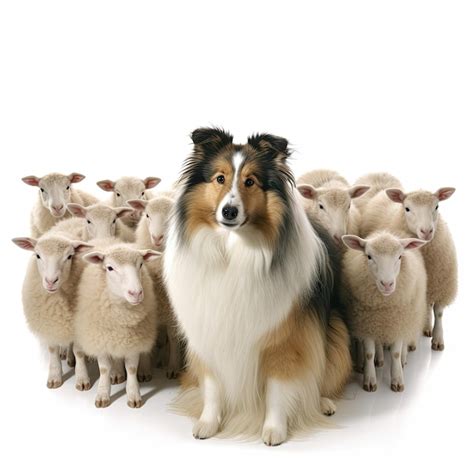 Premium Ai Image Shetland Sheepdog Herding Toy Sheep