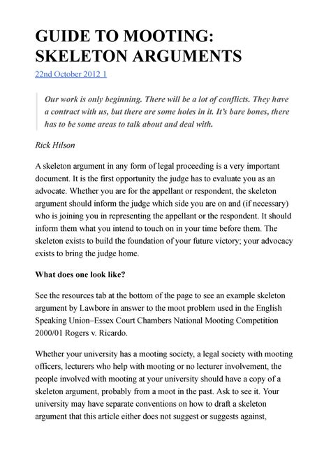 Guide To Mooting Skeleton Arguments The Student Lawyer Guide To