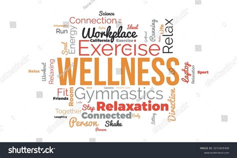 Wellness Word Cloud Background Activities Awareness Stock Vector