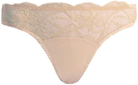 Fleur Of England Signature Lace And Satin Thong Womens Light Pink