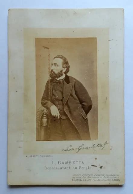 PHOTO ARGENTIQUE DE Léon GAMBETTA avec dédicace au dos originale 1865