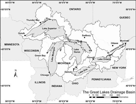 The Great Lakes drainage basin. It consists of six major sub-basins ...