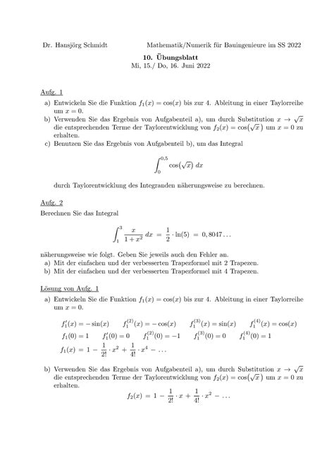 Ueb Dr Hansj Org Schmidt Mathematik Numerik F Ur Bauingenieure