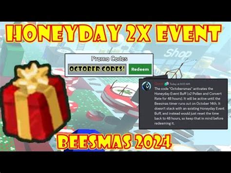 HONEYDAY EVENT UPDATE NEW OCTOBER CODES IN BEESMAS 2024 ROBLOX