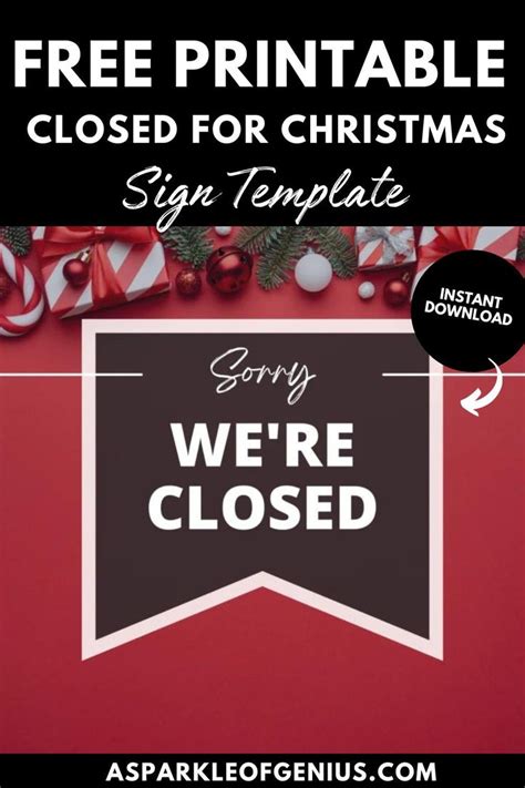 Free printable closed for christmas sign template - A Sparkle of Genius