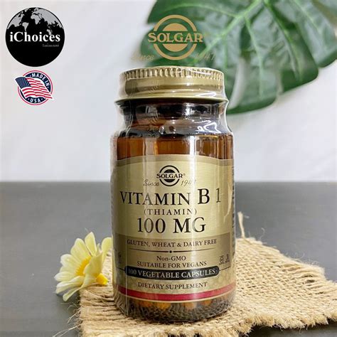 วิตามินบี1 Solgar® Vitamin B 1 Thiamin 100 Mg 100 Vegetable Capsules บำรุงระบบประสาท B1 B 1 ไทแอ