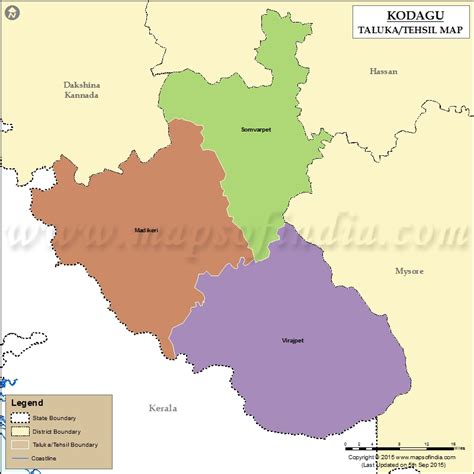 Kodagu Tehsil Map, Kodagu Taluk Map