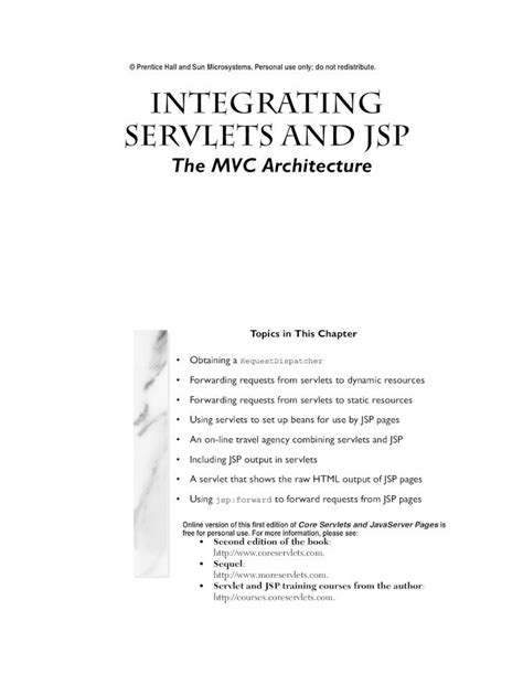 PDF Integrating Servlets And JSP Servlets And JSP The MVC