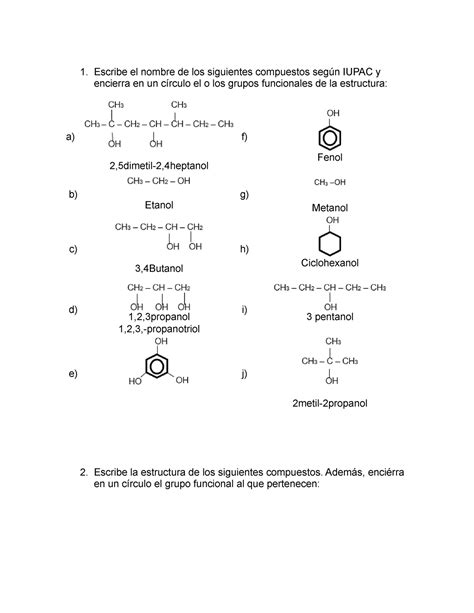 Actividad 3 Act 3 Carbono Escribe El Nombre De Los Siguientes