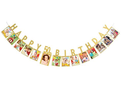 50th Birthday Photo Banner 50th Birthday Gold Banner 50th - Etsy