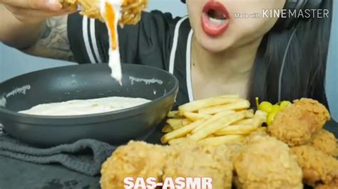 Asmr Kfc Fried Chicken Mozzarella Cheese Sauce Crunchy Eating Sounds