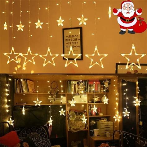 Led12 Estrela Natal Luz Cortina Luz Decoração Mercado Livre