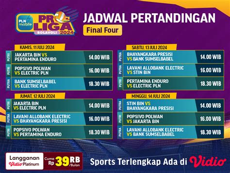 Jadwal Pln Mobile Proliga Final Four Putaran Kedua Vidio