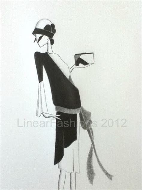 Fashion Illustration 1920s Art Deco By Linearfashions 32 00 1920s Art Deco Fashion