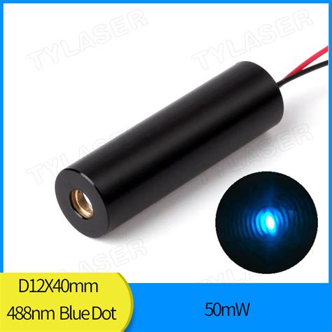 Industrial Grade D12x40mm 50mw 488nm Sky Blue Dot Laser Glass Lens