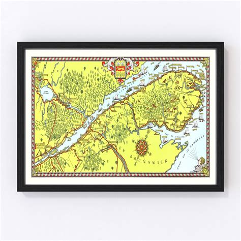 Gaspe Peninsula Map 1929 Old Map of Gaspe Peninsula Art Vintage Print ...