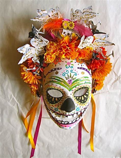 Día De Los Muertos/ Day of the Dead Hand Painted Mask and Headpiece - Etsy