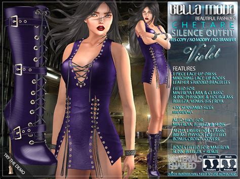 Second Life Marketplace Bella Moda Chetare Violet Dress And Boots