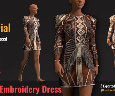 Artstation The Process Of Creating Metal Embroidery Dress Tutorial04