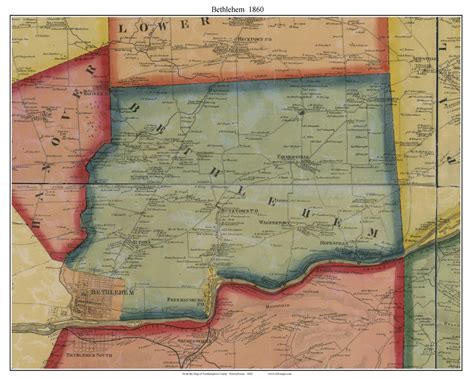 Bethlehem Township Pennsylvania 1860 Old Town Map Custom Print