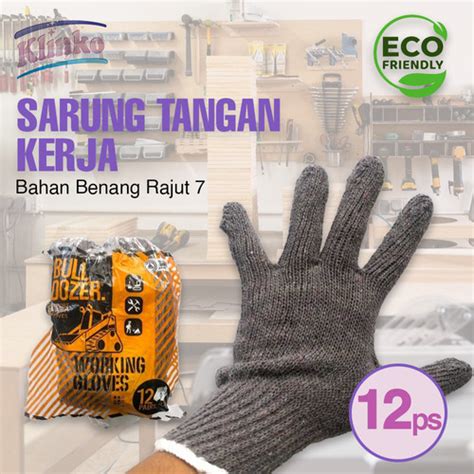 Promo Sarung Tangan Kerja Abu Bulldozer Benang Rajut 7 Industri