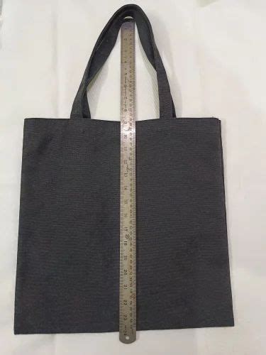 Printed Loop Handle Black Cotton Canvas Tote Bag 10 20 Kgs Size