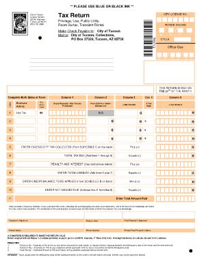 Fillable Online Tucsonaz Tax Return City Of Tucson Tucsonaz Fax